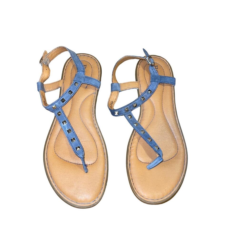 Born Adana Leather Studded Thong T-Strap Sandals Size 8 Summer Beach Vacation